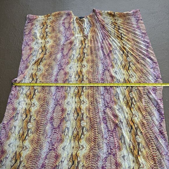 MARCIANO Kaftan Maxi Dress Size M L Orange Yellow Snake Print Boho Summer Beach - Picture 11 of 12